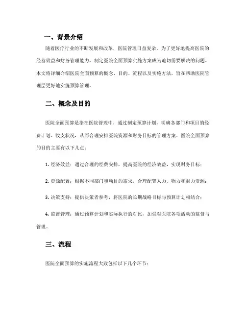 医院全面预算实施方案