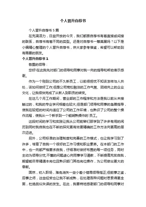 个人晋升自荐书5篇