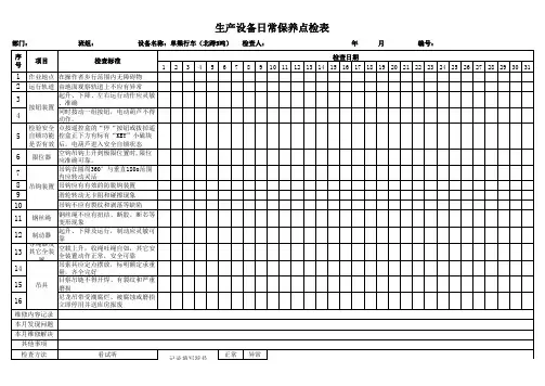 单梁行车日常保养点检表