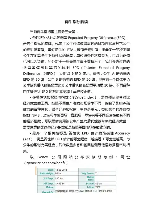 肉牛指标解读