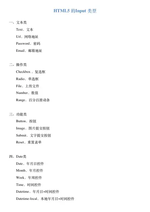 HTML5 的Input 类型