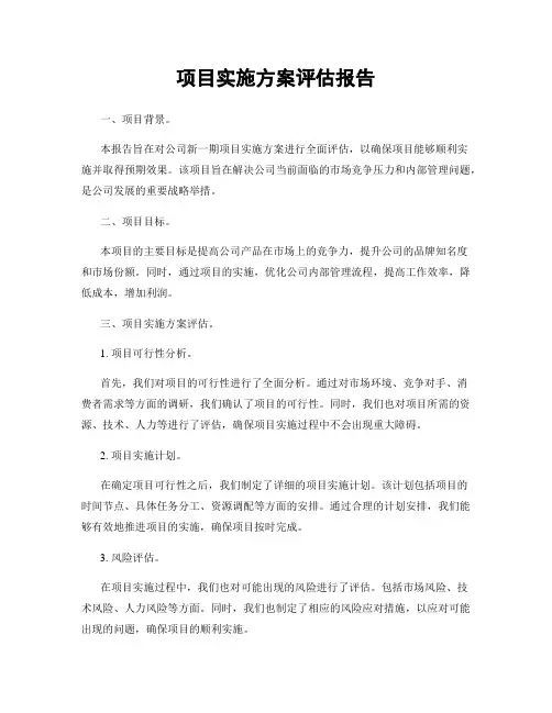 项目实施方案评估报告
