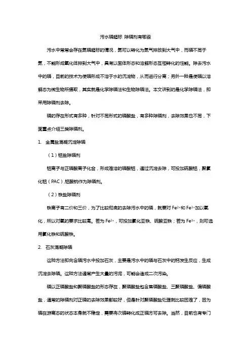 污水磷超标 除磷剂有哪些