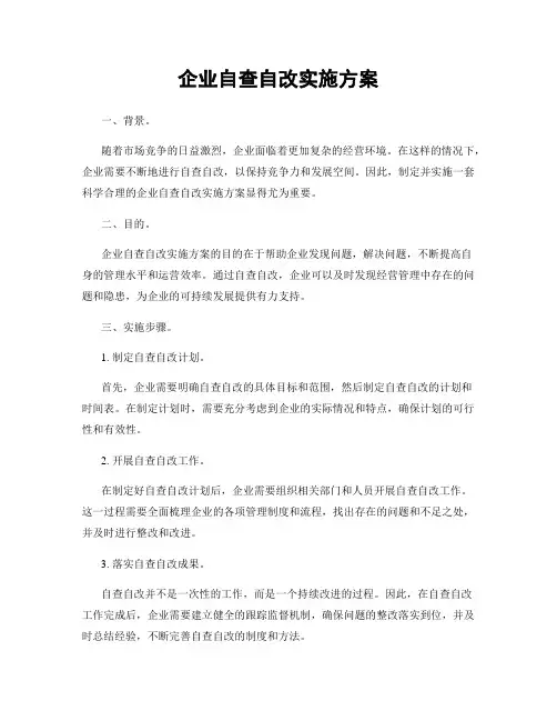企业自查自改实施方案