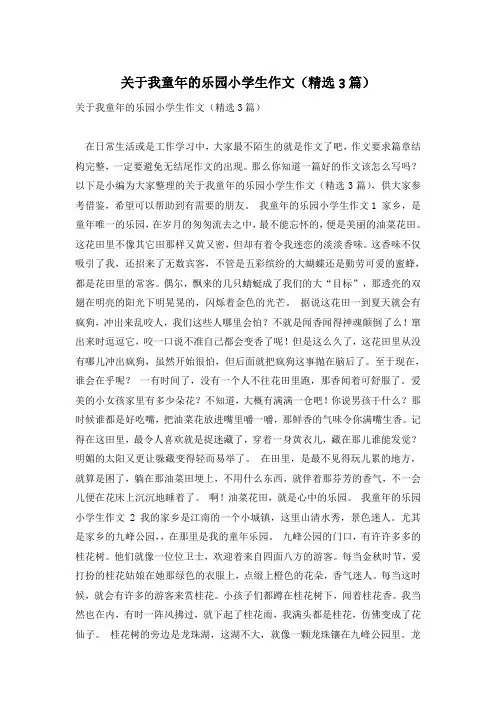 关于我童年的乐园小学生作文(精选3篇)