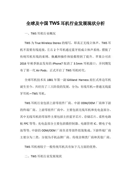 全球及中国TWS耳机行业发展现状分析