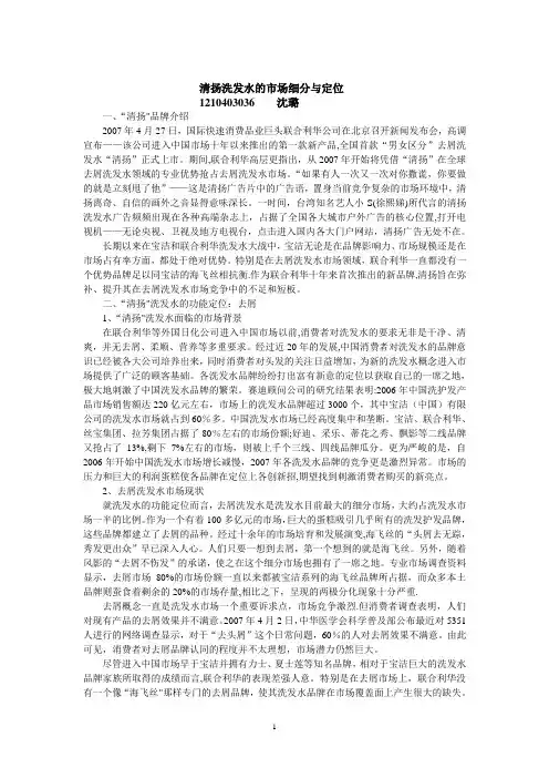 清扬洗发水的市场细分与定位