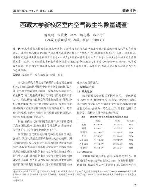 西藏大学新校区室内空气微生物数量调查