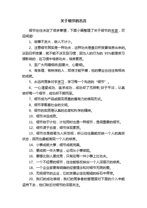 关于细节的名言