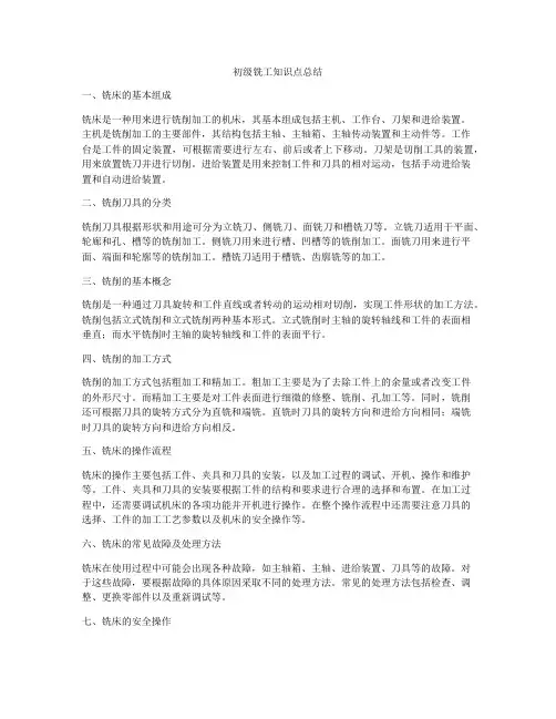 初级铣工知识点总结