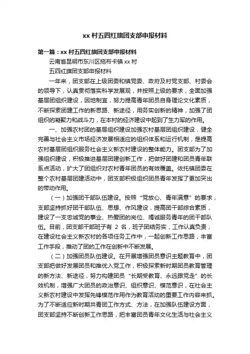 xx村五四红旗团支部申报材料