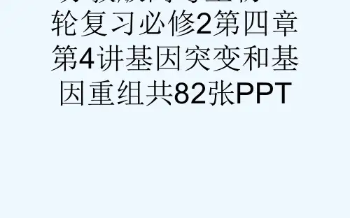 苏教版高考生物一轮复习必修2第四章第4讲基因突变和基因重组共82张PPT[可修改版ppt]