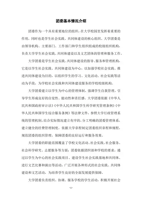 团委基本情况介绍