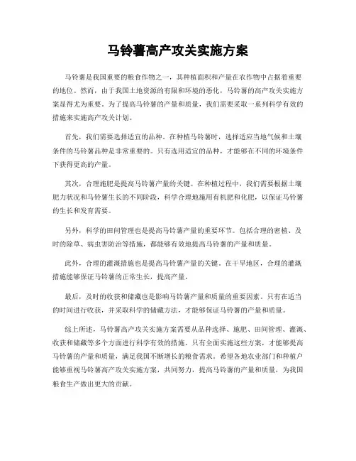 马铃薯高产攻关实施方案