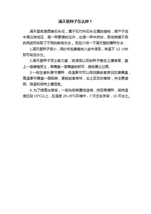 满天星种子怎么种？