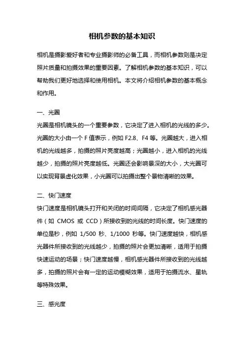 相机参数的基本知识