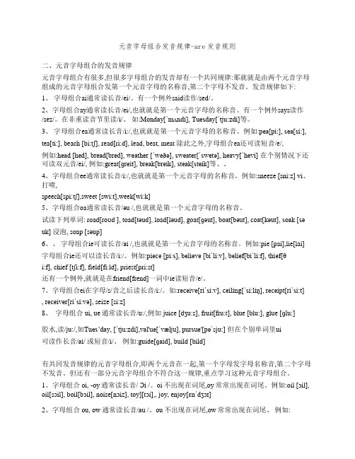 元音字母组合发音规律-are发音规则