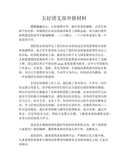 五好团支部申报材料