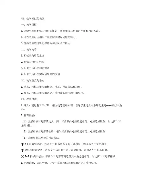 初中数学相似的教案