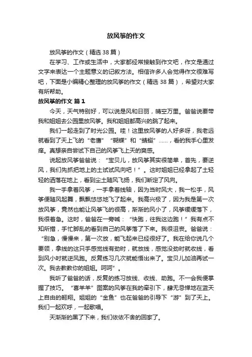 放风筝的作文（精选38篇）
