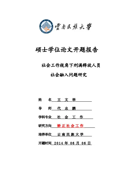 开题报告—社会工作视角下刑满释放人员_社会融入问题研究
