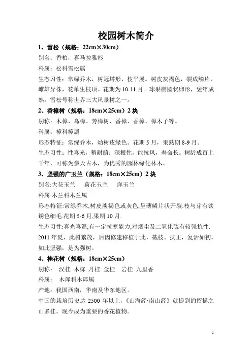 树木简介牌