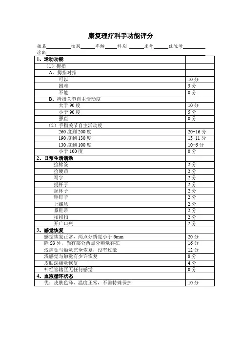 手功能评分
