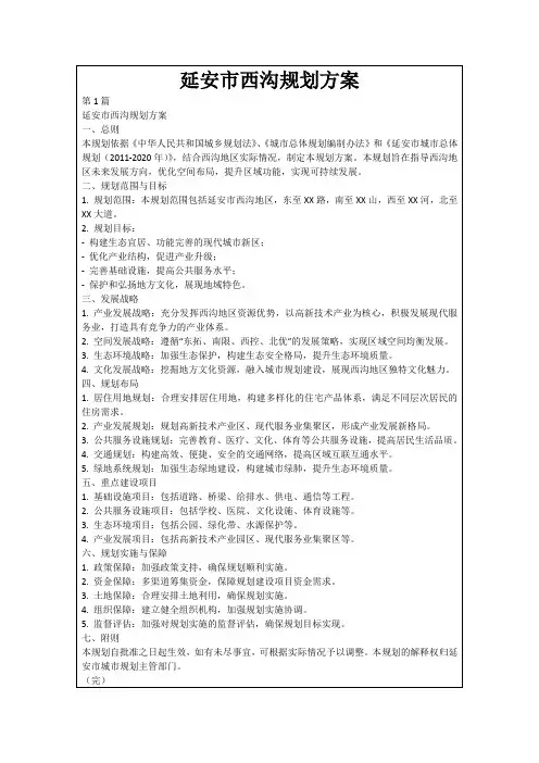 延安市西沟规划方案