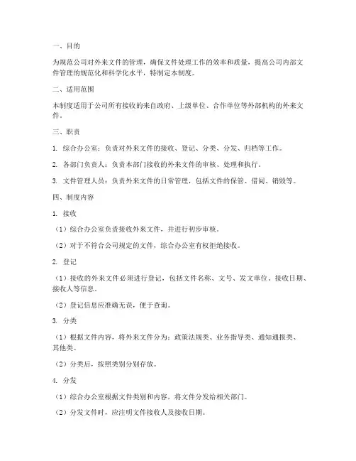 外来文件管理制度模板