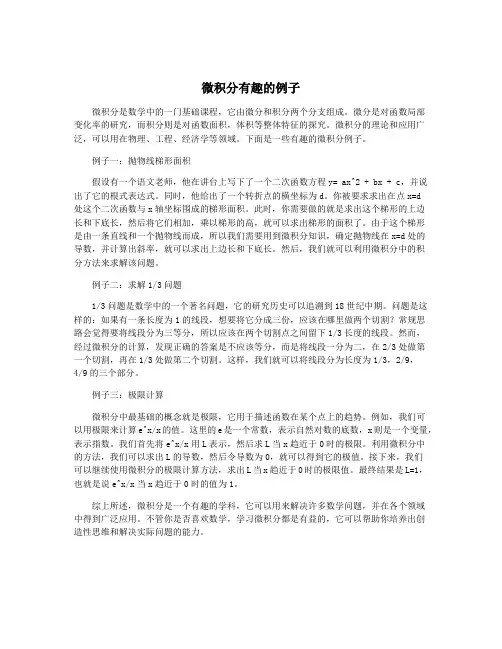 微积分有趣的例子
