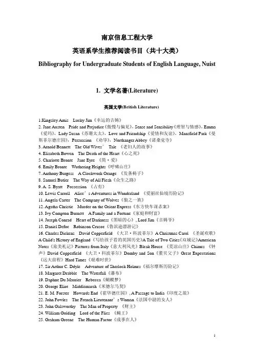 世界名著(书名)中英对照