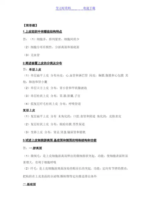 组织学与胚胎学名词解释重点