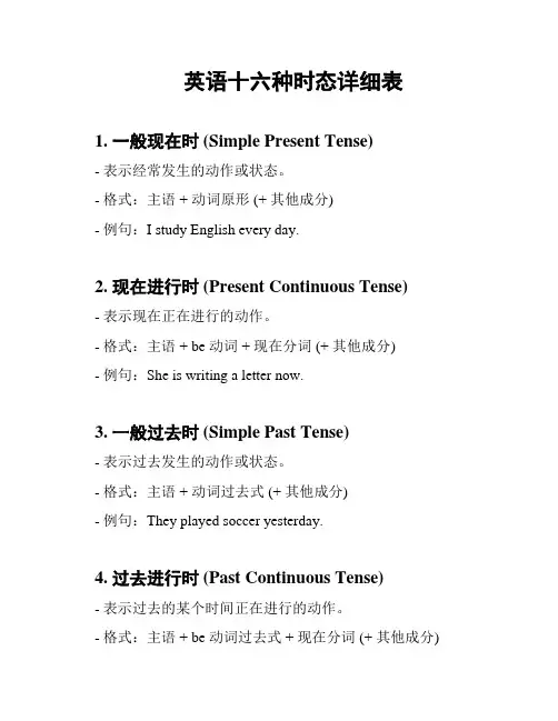 英语十六种时态详细表