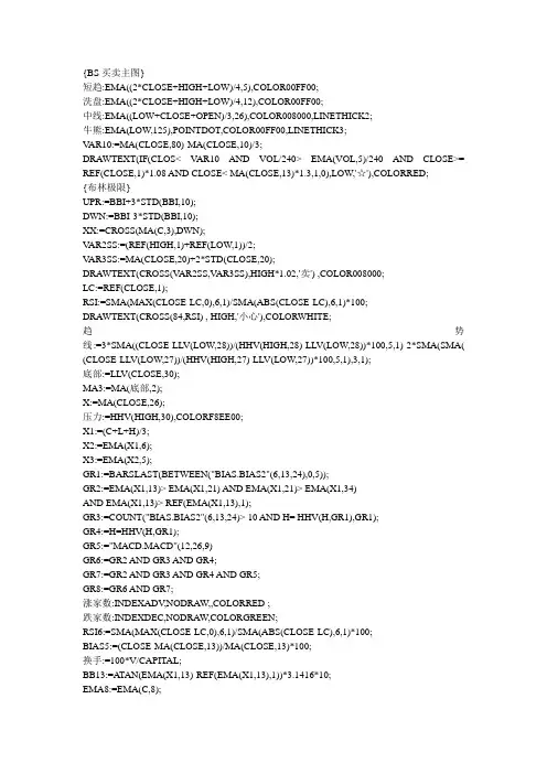 通达信2指标——BS买卖主图(主图)