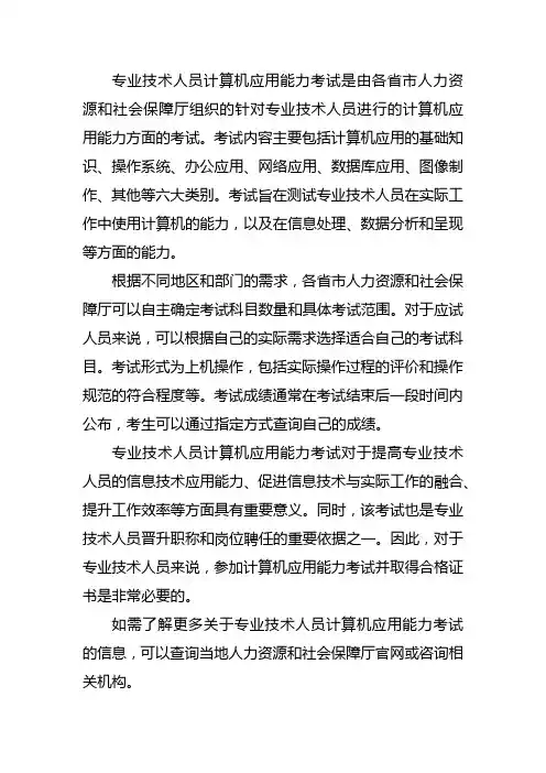 专业技术人员计算机应用能力 考试