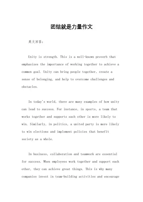团结就是力量作文