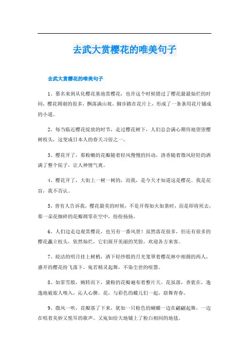 去武大赏樱花的唯美句子