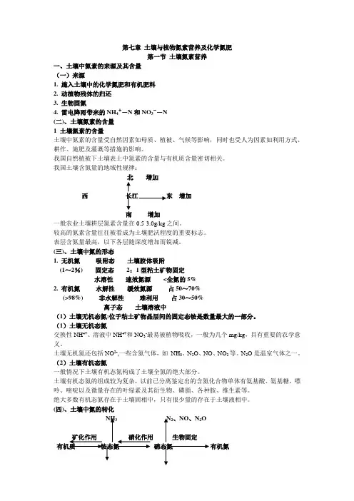 第七章土壤与植物氮素营养及化学氮肥
