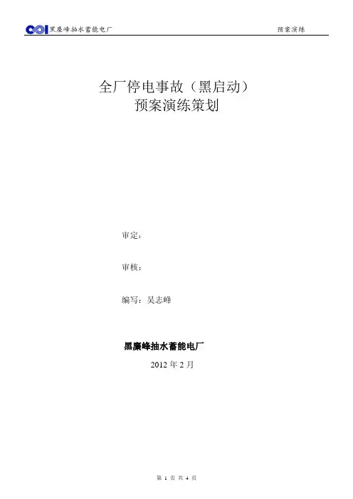 2.全厂停电事故(黑启动)预案演练策划