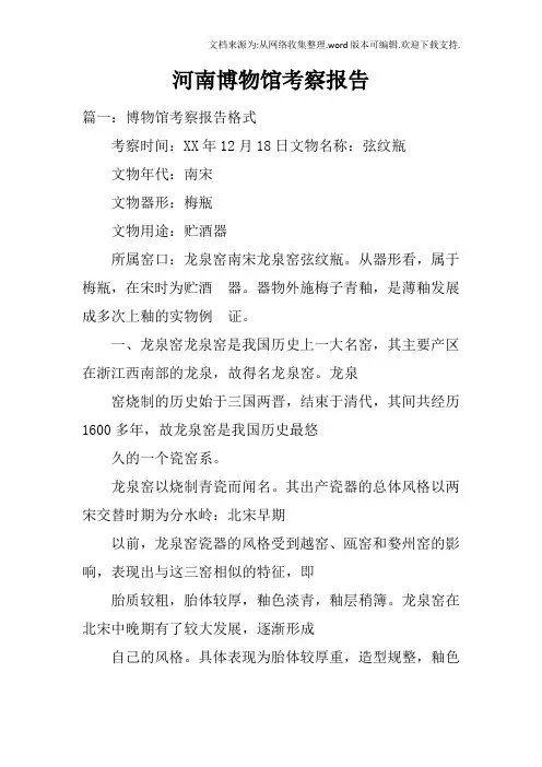 河南博物馆考察报告