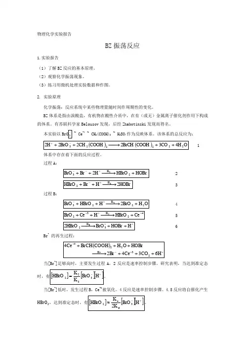 物理化学实验报告-BZ振荡反应