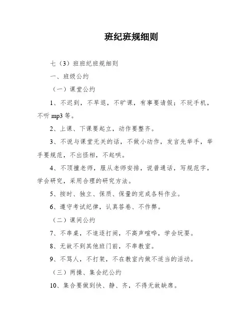 班纪班规细则