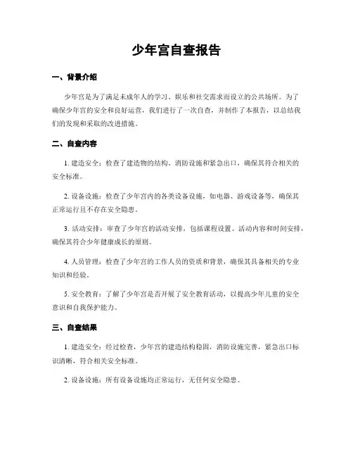 少年宫自查报告