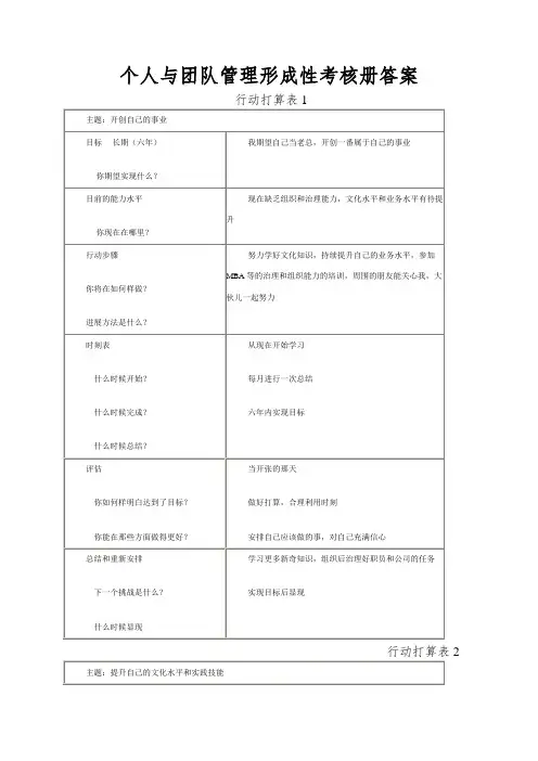 个人与团队管理形成性考核册答案