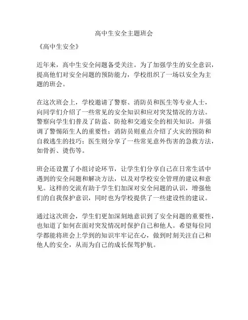 高中生安全主题班会