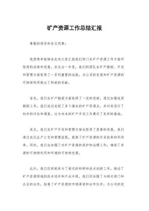 矿产资源工作总结汇报