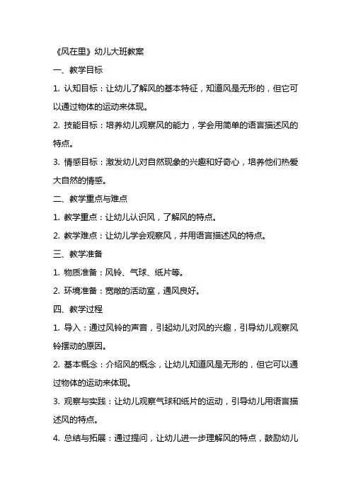 《风在里》幼儿大班教案
