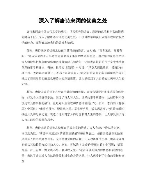 深入了解唐诗宋词的优美之处