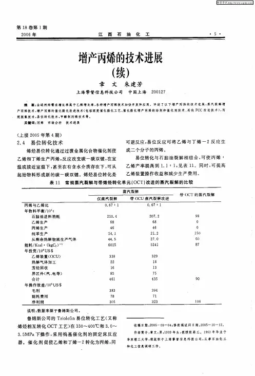增产丙烯的技术进展(续)