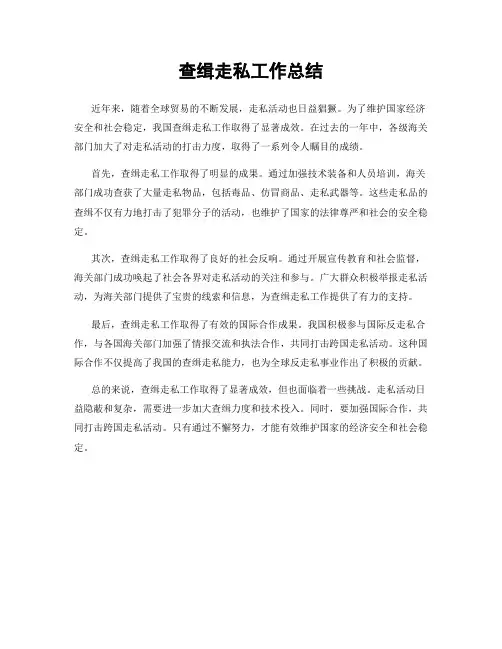 查缉走私工作总结